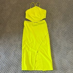 21 Saints Neon Green 2 piece Skirt and top set size L